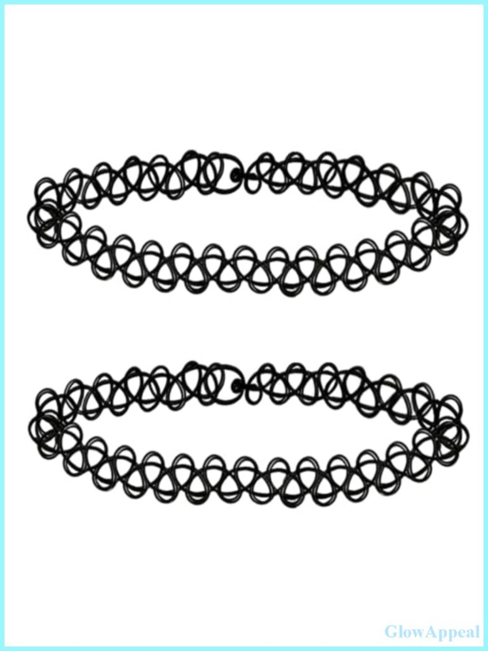 2PCS Tattoo Choker Necklace Gothic Y2K Adjustable Stretchy Elastic Nylon